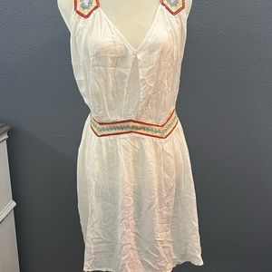 Staring at Stars White Rainbow Elastic Waist Dress Sz Lg